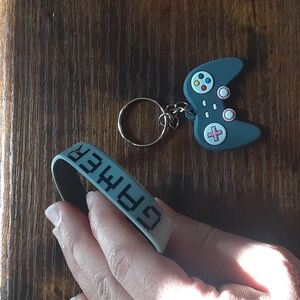 Set Of Game Controller Keychain And Bracelet